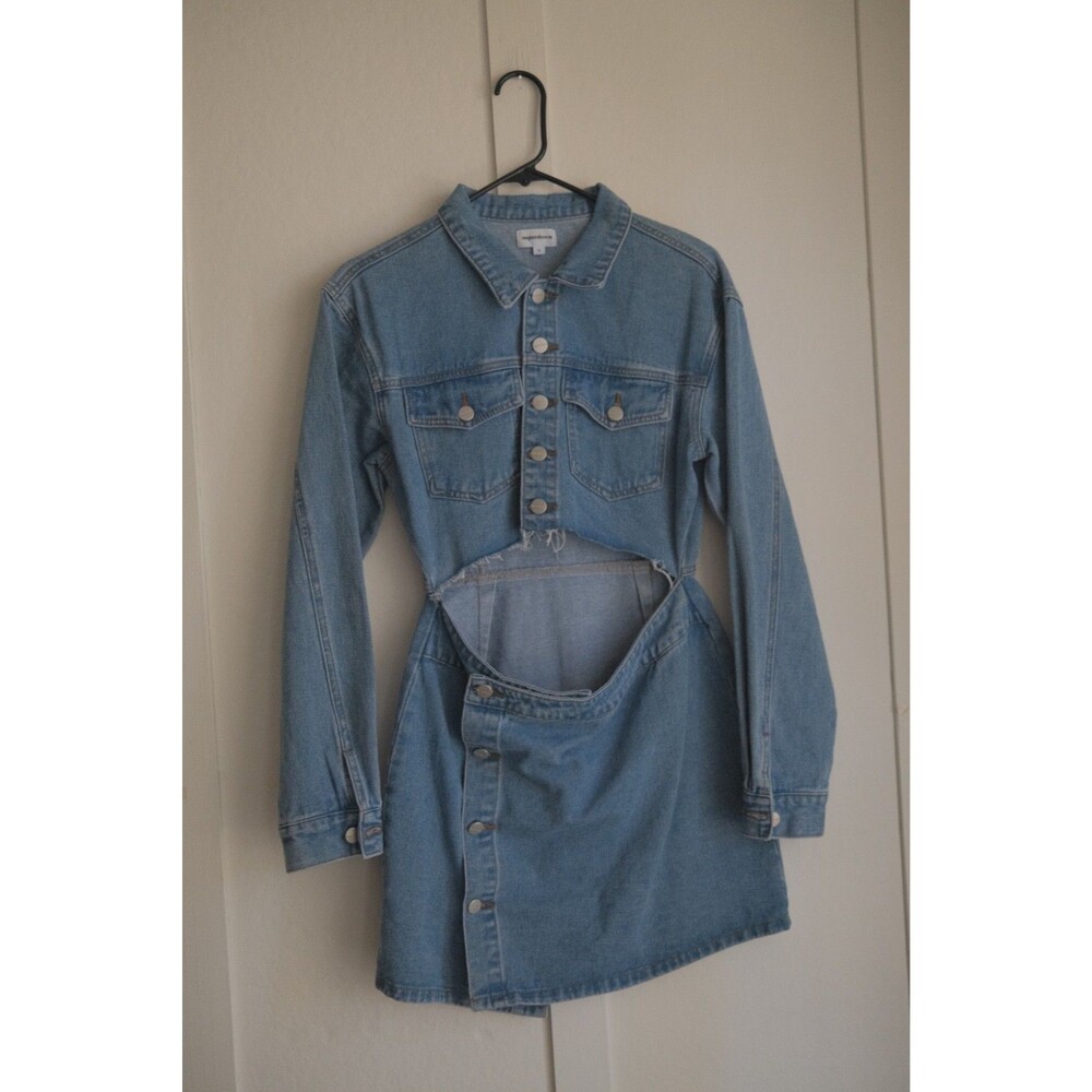 Superdown Mika Button Front Denim Dress in Mid Wash Blue Size S REVOLVE